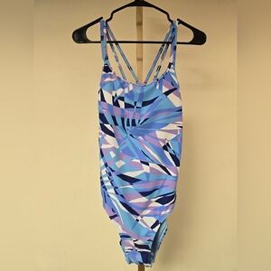 Spyder Swim Blue and Purple Patterned Swimsuit